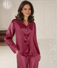 Lady Avenue - LA - Homewear - Cotton & satin Satin Long Sleeve Pyjamas