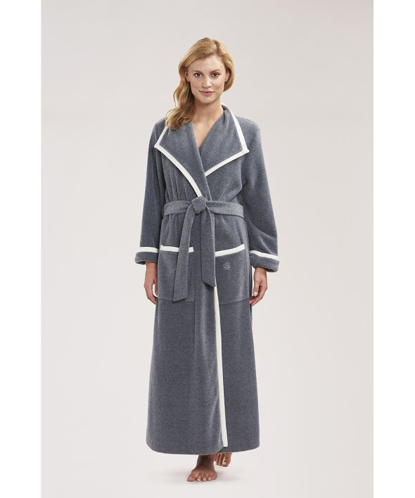 Louis Feraud - Fleece mit Kontrastblenden Robe, 1/1 Sleeve, Wrap-Around