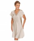 Lady Avenue - Pure Silk Nightgown W/Lace, Short Sleeve