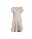 Lady Avenue - Pure Silk Nightgown W/Lace, Short Sleeve