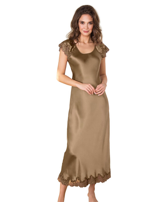 Lady Avenue - Silk Nightdress W/Short Sleeve