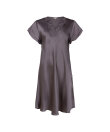 Lady Avenue - Pure Silk Nightgown W/Lace, Short Sleeve