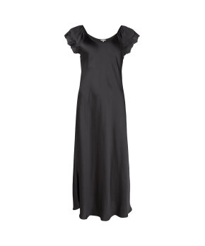 Lady Avenue - Silk Long Nightdress W/Short Sleeve