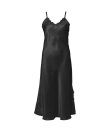 Lady Avenue - Silk Long Nightgown W/Lace