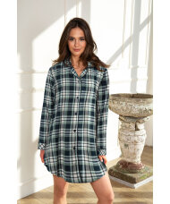 Lady Avenue - Homewear - Cotton & satin Cotton Flannel Nightshirt