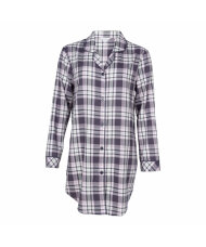 Lady Avenue - Homewear - Cotton & satin Cotton Flannel Nightshirt