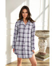 Lady Avenue - Homewear - Cotton & satin Cotton Flannel Nightshirt