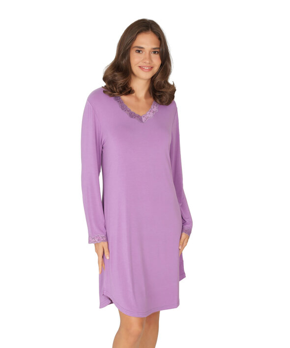 Lady Avenue - Bamboo Homewear Long Sleeve Nightdress With L